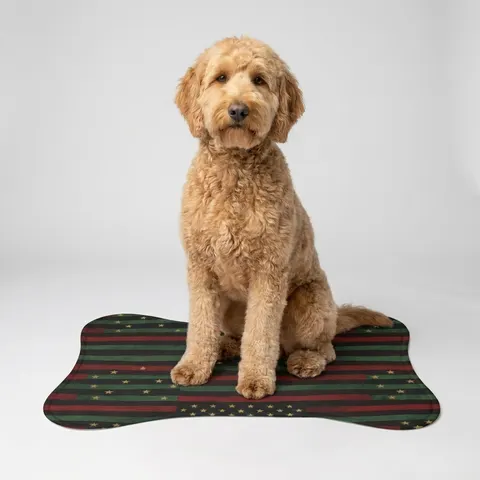 Black American Pan-African Stars & Stripes Pet Feeding Mats
