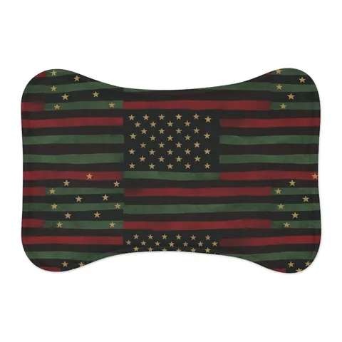 Black American Pan-African Stars & Stripes Pet Feeding Mats — other view