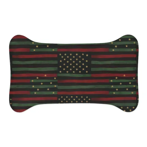 Black American Pan-African Stars & Stripes Pet Feeding Mats — other view