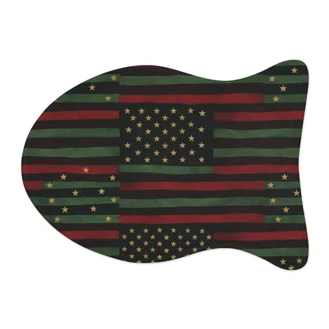 Black American Pan-African Stars & Stripes Pet Feeding Mats — other view