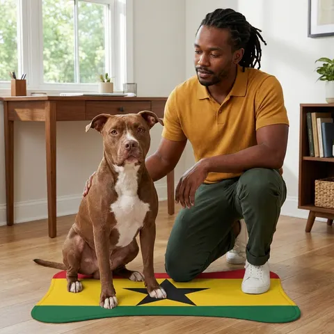 Ghana Red Gold Green & Star Pet Feeding Mats