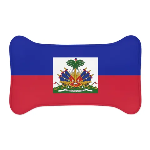 Haiti Blue Red Banner Pet Feeding Mats — other view