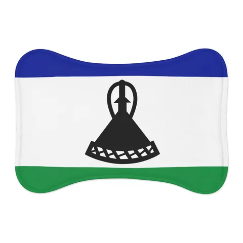 Lesotho Blue White Green Emblem Pet Feeding Mats — other view