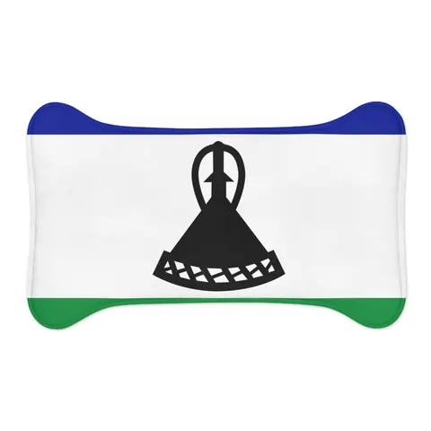 Lesotho Blue White Green Emblem Pet Feeding Mats — other view
