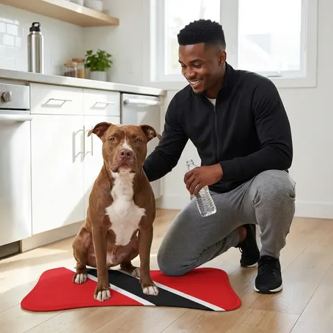 Trinidad & Tobago Diagonal Stripe Pet Feeding Mats