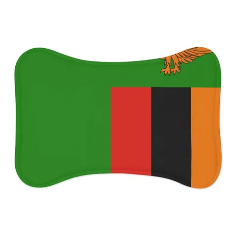 Zambia Green Field & Orange Eagle Pet Feeding Mats — other view