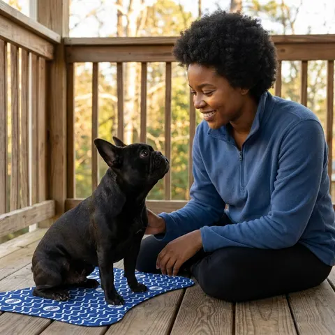 Hampton 1868 Blue & White Wave Pet Feeding Mats