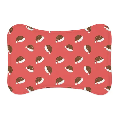 Holiday Brown Santa Hat Icons Pet Feeding Mats — other view