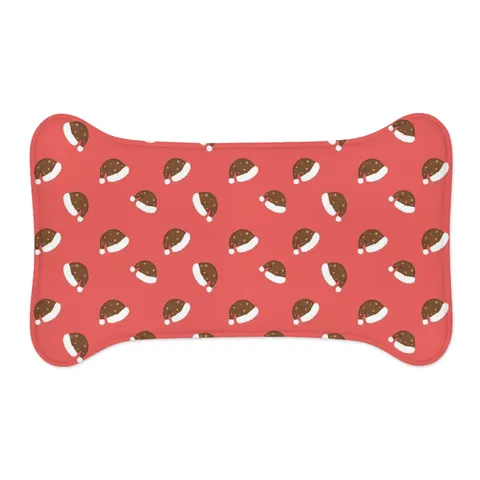 Holiday Brown Santa Hat Icons Pet Feeding Mats — other view