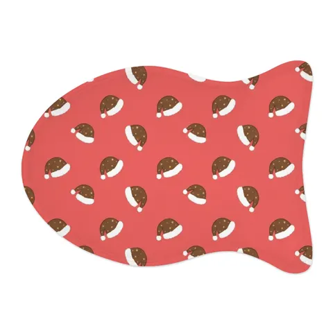 Holiday Brown Santa Hat Icons Pet Feeding Mats — other view