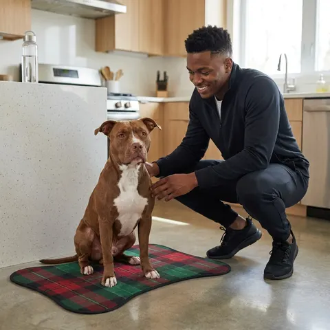 Holiday Fireplace Plaid Pet Feeding Mats