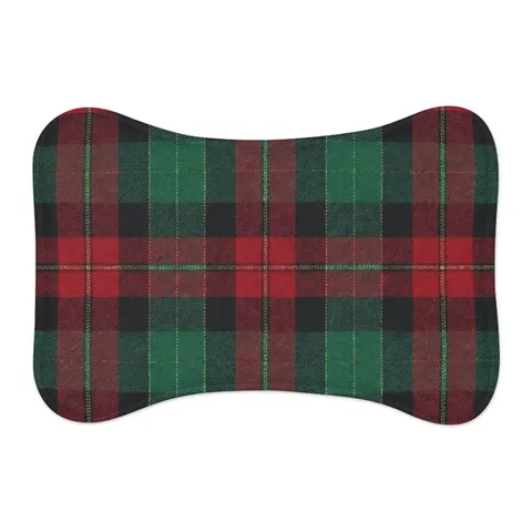 Holiday Fireplace Plaid Pet Feeding Mats — other view