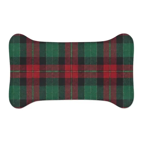 Holiday Fireplace Plaid Pet Feeding Mats — other view