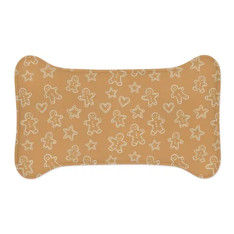 Holiday Gingerbread Cookie Pattern Pet Feeding Mats — other view