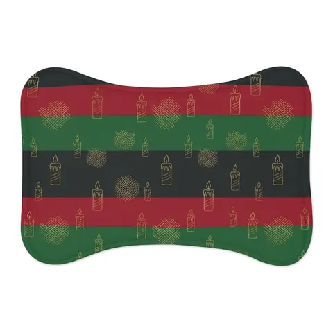 Holiday Kwanzaa Karamu Colors Pet Feeding Mats — other view