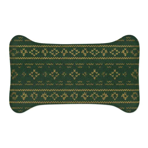 Holiday Green & Gold Knit Pet Feeding Mats — other view