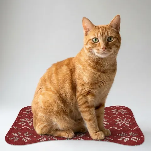 Holiday Red & White Knit Pet Feeding Mats