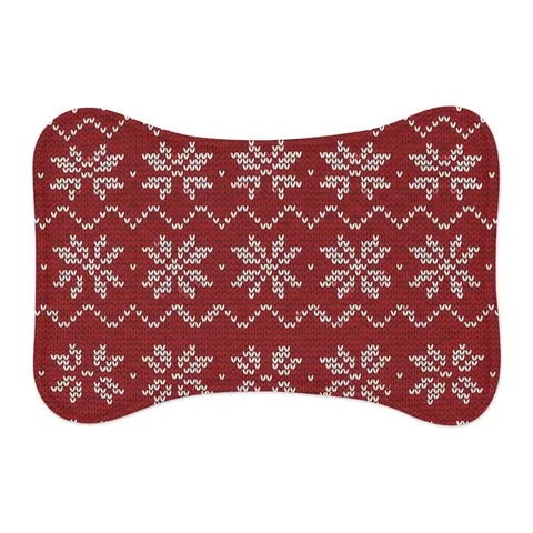 Holiday Red & White Knit Pet Feeding Mats — other view