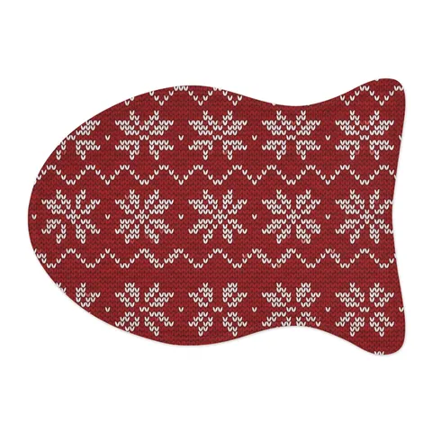Holiday Red & White Knit Pet Feeding Mats — other view