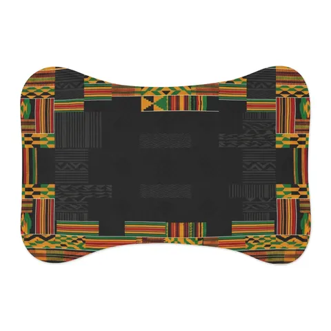 Holiday Kwanzaa Kente Border Pet Feeding Mats — other view