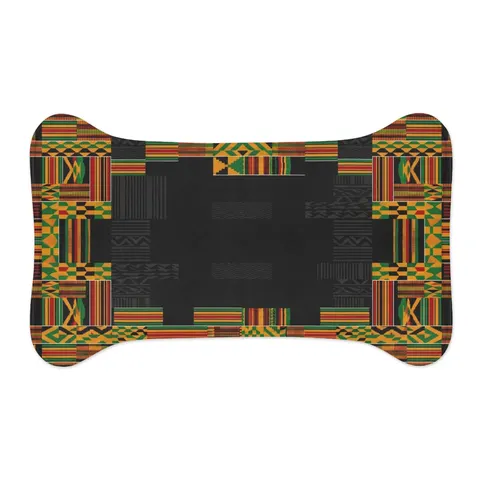 Holiday Kwanzaa Kente Border Pet Feeding Mats — other view