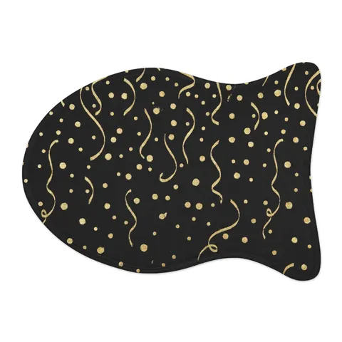 New Year Gold Confetti on Black Pet Feeding Mats — other view