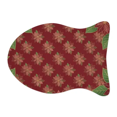 Holiday Poinsettia & Gold Leaves Pet Feeding Mats — other view