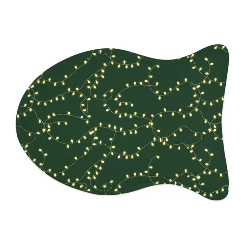 Holiday String Lights on Green Pet Feeding Mats — other view