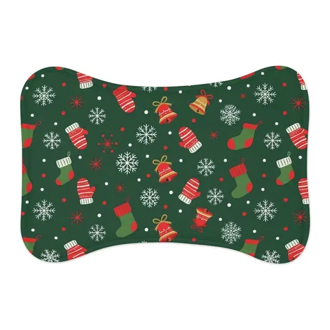 Holiday Ugly Sweater Icons Pet Feeding Mats — other view