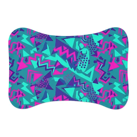 90s Memphis Pattern Pet Feeding Mats — other view