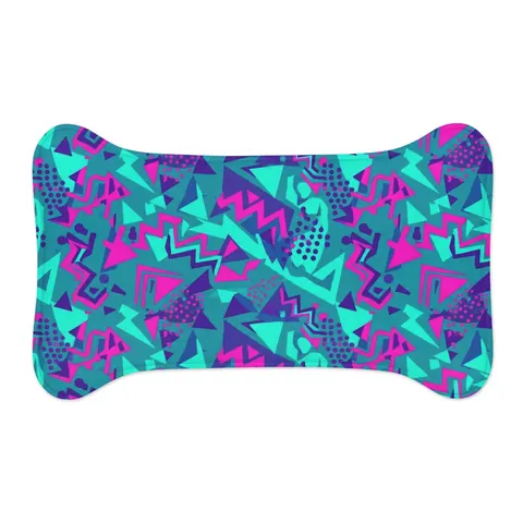 90s Memphis Pattern Pet Feeding Mats — other view