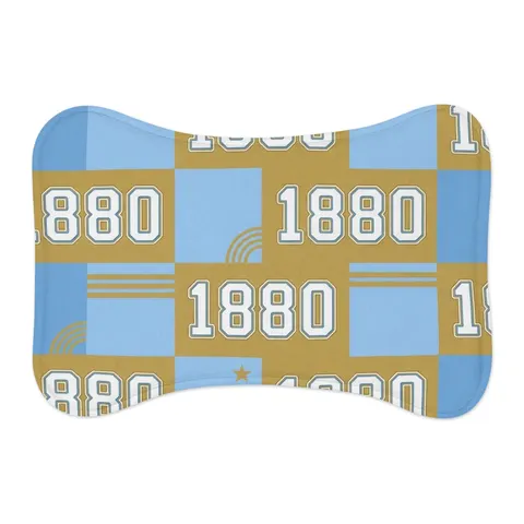 Southern 1880 Blue & Gold Block Pet Feeding Mats — other view