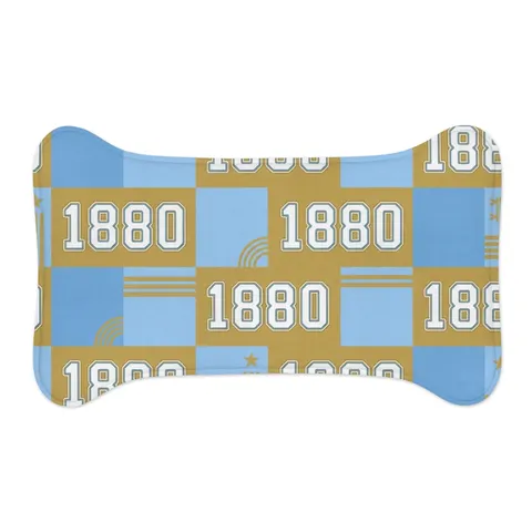 Southern 1880 Blue & Gold Block Pet Feeding Mats — other view