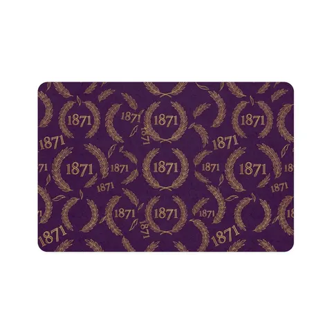 Alcorn 1871 Purple & Gold Academic Pet Food Mat (12x18) — front view