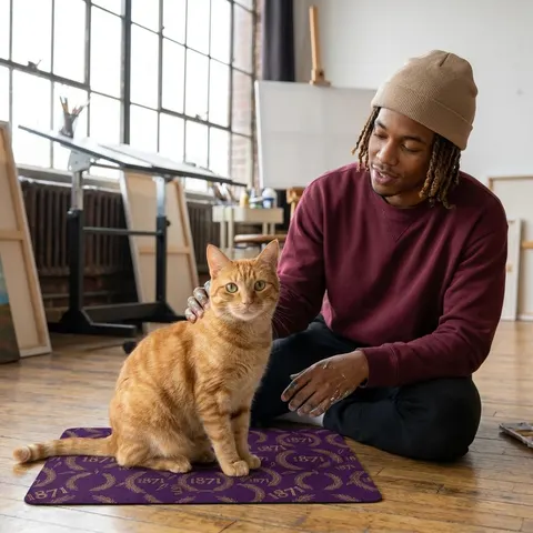 Alcorn 1871 Purple & Gold Academic Pet Food Mat (12x18)