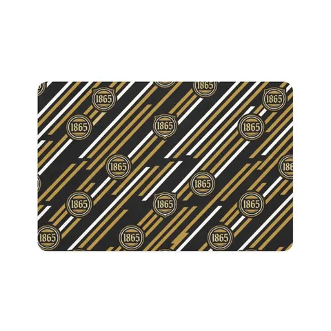 Bowie State 1865 Black & Gold Panel Pet Food Mat (12x18) — front view