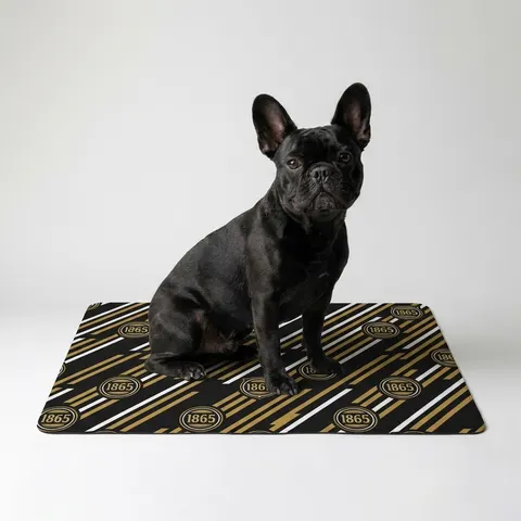Bowie State 1865 Black & Gold Panel Pet Food Mat (12x18)