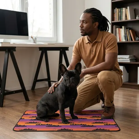 Atlanta Skyline Sunset Silhouette Pet Food Mat (12x18)