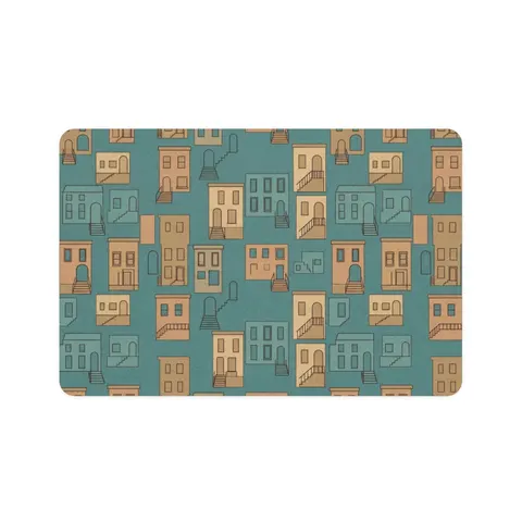 Baltimore Rowhouse Stoops Pet Food Mat (12x18) — front view