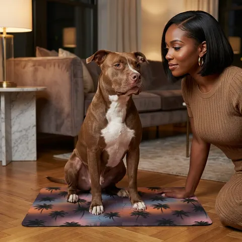 Compton Palm Tree Shadows Pet Food Mat (12x18)