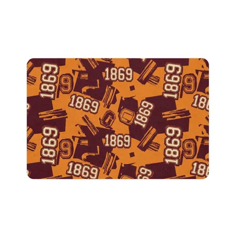 Claflin 1869 Orange & Maroon Pet Food Mat (12x18) — front view