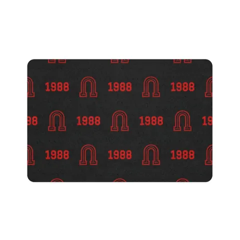 Clark Atlanta 1988 Black & Red Arch Pet Food Mat (12x18) — front view