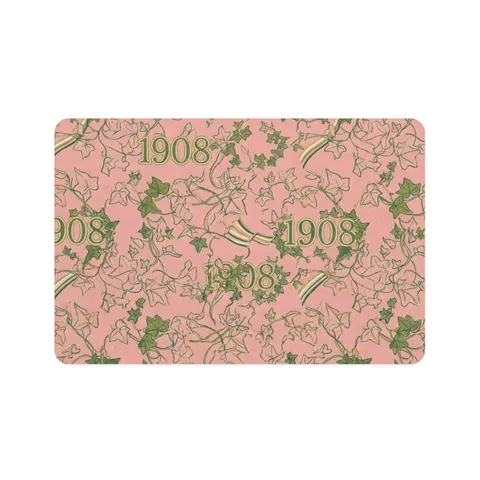 AKA 1908 Pink & Green Ivy Pattern Pet Food Mat (12x18) — front view