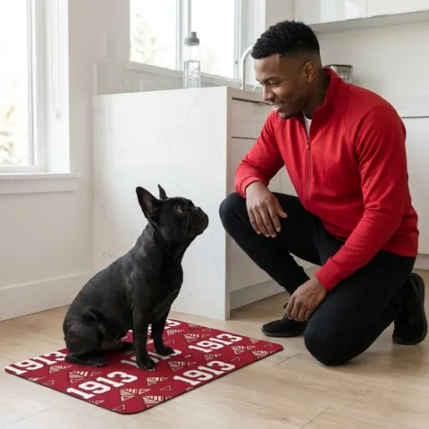 Delta 1913 Crimson Stamp Pet Food Mat (12x18)