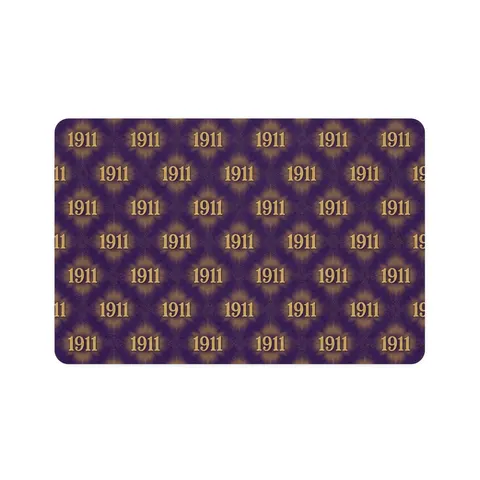 Omega 1911 Purple & Gold Glow Pet Food Mat (12x18) — front view