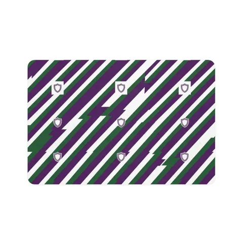 Faith Flag AME-Inspired Purple & Green Pet Food Mat (12x18) — front view