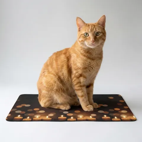 Faith Flag Candlelight Meditation Pet Food Mat (12x18)
