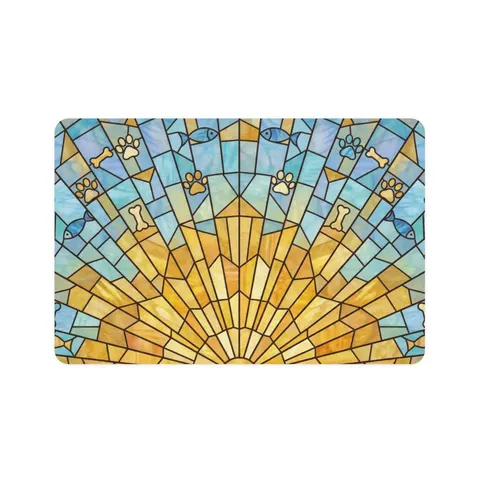 Faith Flag Sunburst Sanctuary Pet Food Mat (12x18) — front view