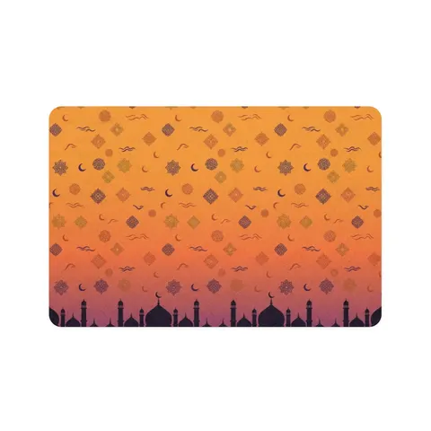 Faith Flag Mosque Sunset Silhouette Pet Food Mat (12x18) — front view