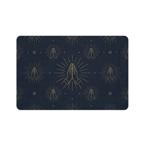Faith Flag Praying Hands Silhouette Pet Food Mat (12x18) — front view